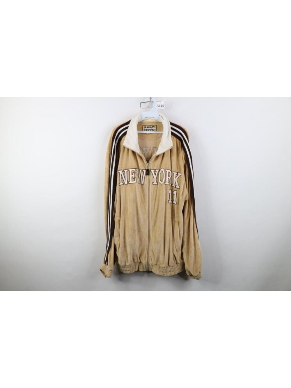 Vintage 90s Y2K Streetwear Mens XL New York Velvet Velour Track Tennis Jacket